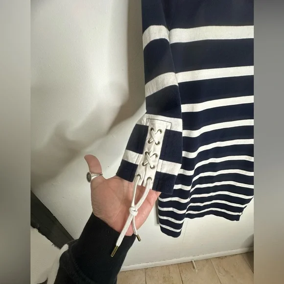 Lauren Jeans Co Navy & White Striped Tie Sleeve Dress - Picture 6 of 7
